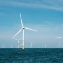 Offshore wind turbines producing renewable energy and green energy in the Belgian North Sea